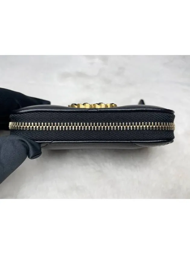 19 CC Logo Zip Around Lambskin Card Wallet Black Chanel