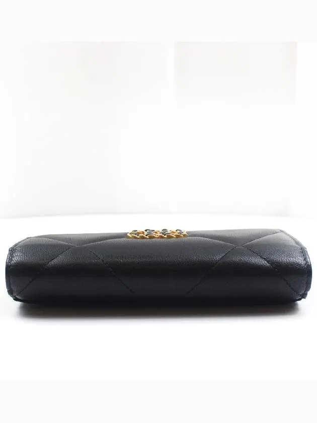 19 flap medium wallet lambskin black gold plated 30th unit AP0953 Chanel