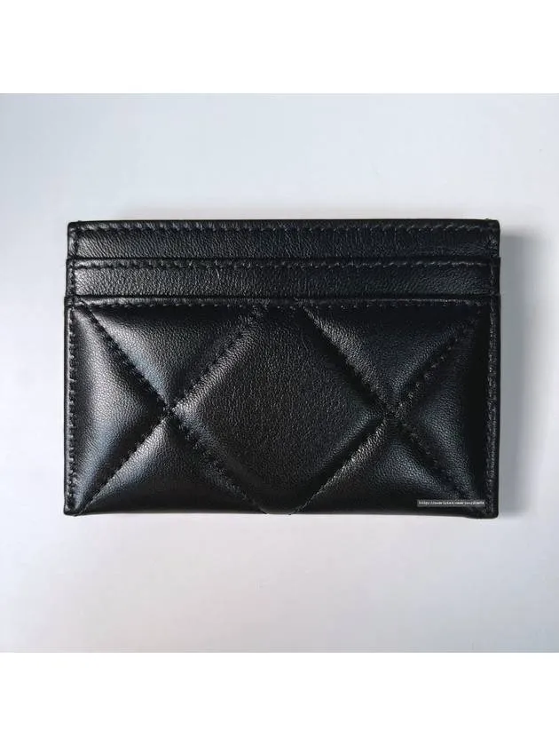 19 Logo Chain Quilted Lambskin Card Wallet Black Chanel