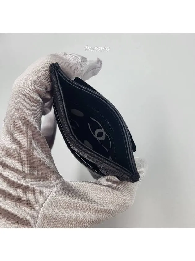 24P Coco Lettering CC Logo Card Slot Caviar Black AP3835 Chanel