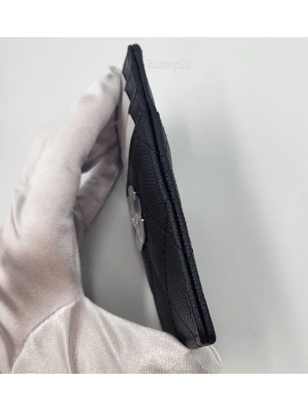 24P Coco Lettering CC Logo Card Slot Caviar Black AP3835 Chanel