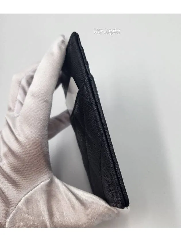 24P Coco Lettering CC Logo Card Slot Caviar Black AP3835 Chanel