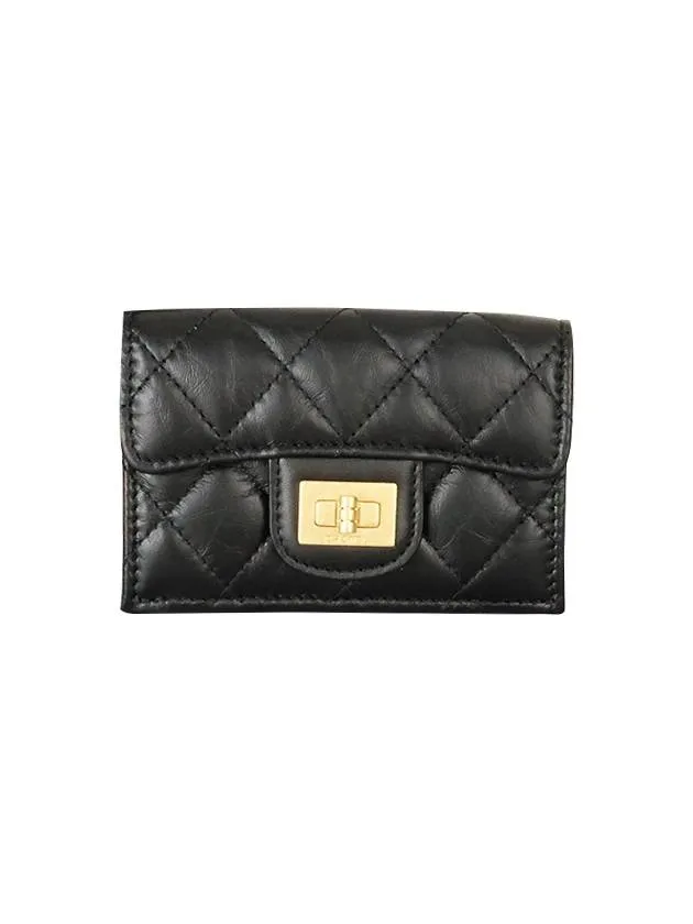 2.55 Vintage Tri-Fold Calfskin Half Wallet Black Chanel
