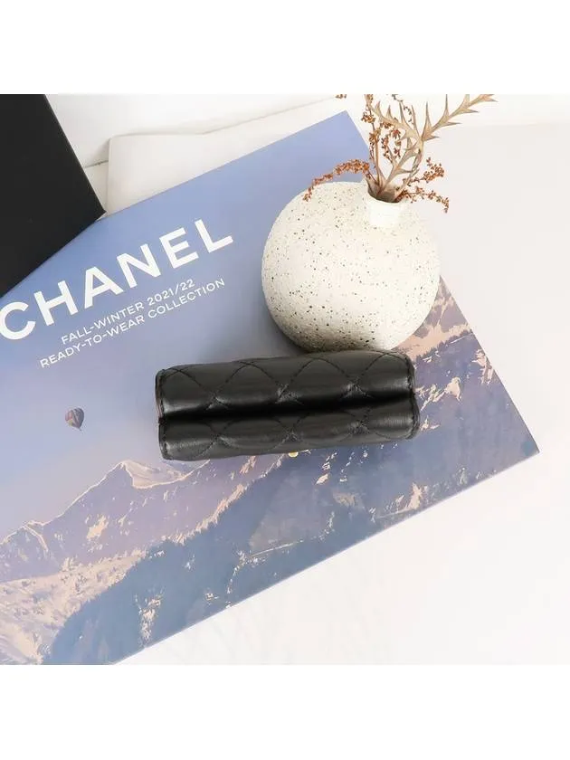 2.55 Vintage Tri-Fold Calfskin Half Wallet Black Chanel