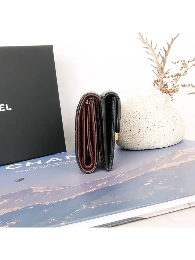 2.55 Vintage Tri-Fold Calfskin Half Wallet Black Chanel