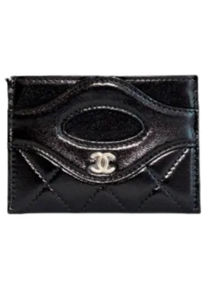 31 Gold Logo Lambskin Card Wallet Black Chanel