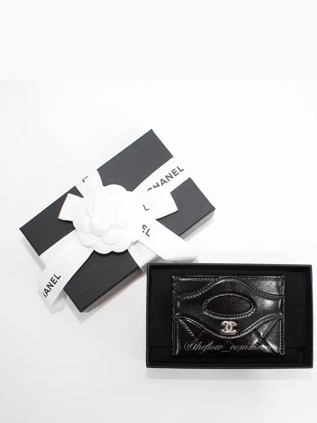 31 Gold Logo Lambskin Card Wallet Black Chanel