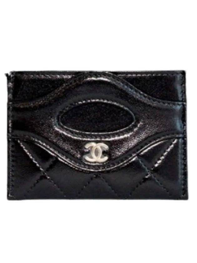31 Gold Logo Lambskin Card Wallet Black Chanel