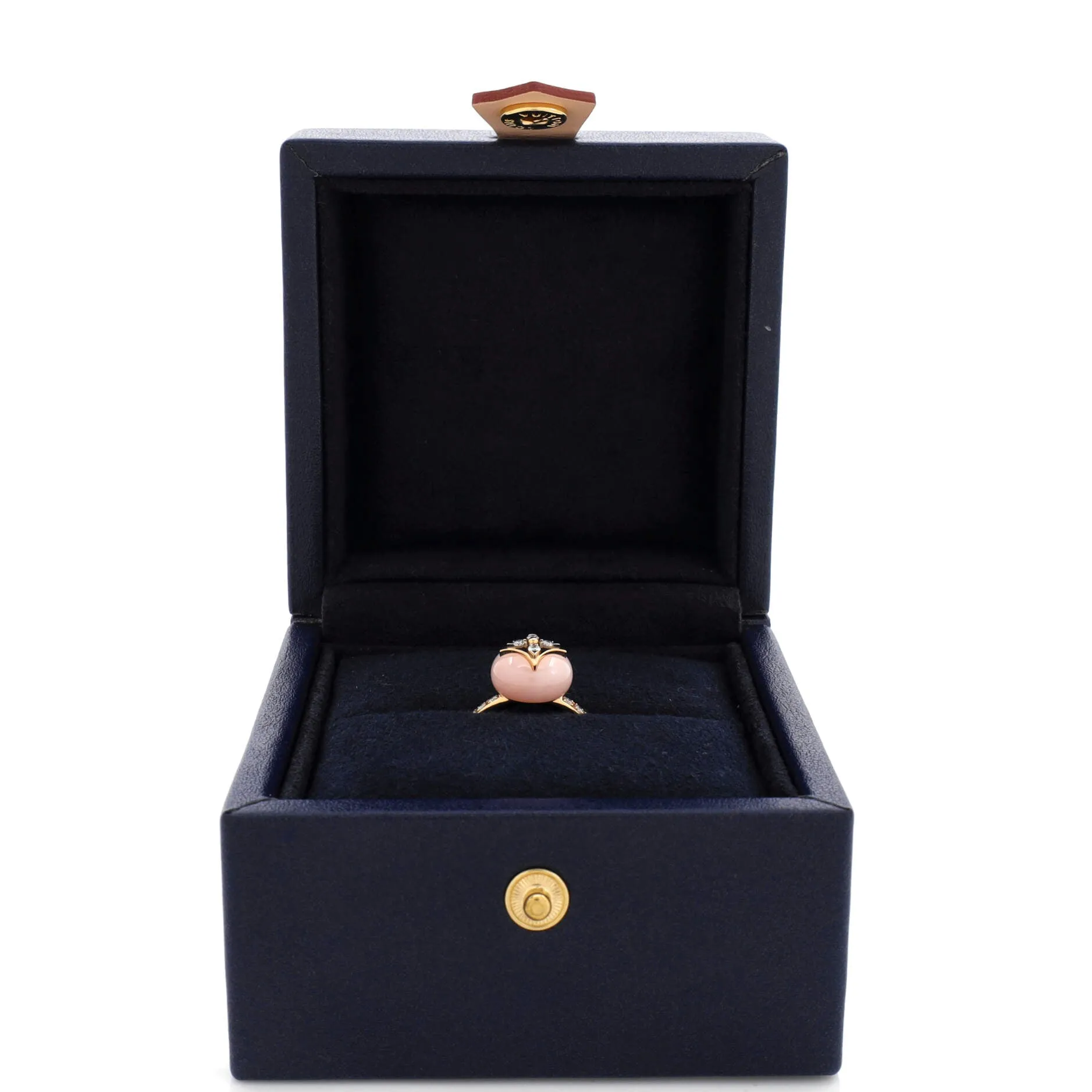 B Blossom Ring 18K Rose Gold and 18K White Gold with Pink Opal and Diamonds
